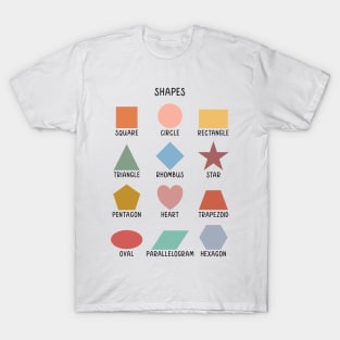 Math 2D Shapes Educational Art in Muted Boho Rainbow Colors for Kids T-Shirt